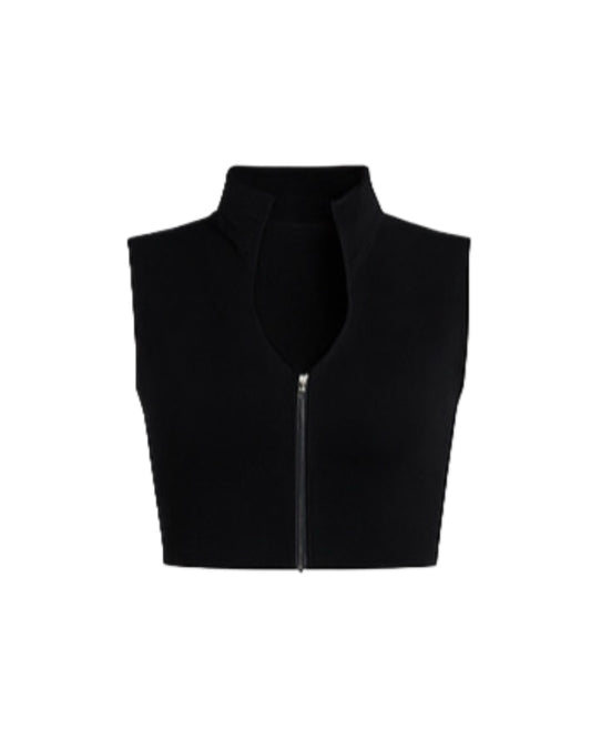 Black Knit Zipper Top